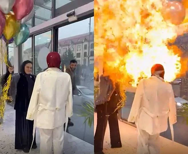 생일 촛불 불꽃이 옮겨 붙어 폭발한 수소 풍선 / 사진=TMZ [사진3]