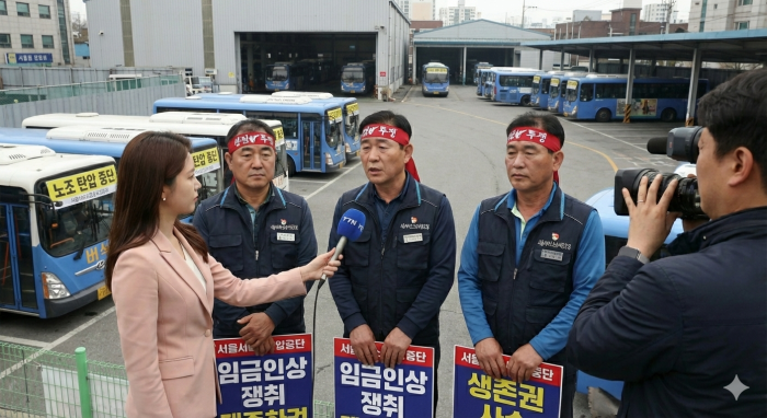 기사 노조 대표단이 10%는 원래 받을것이고, 3% 가 우리 요구라고 하고 있다. / 사진=AI생성 