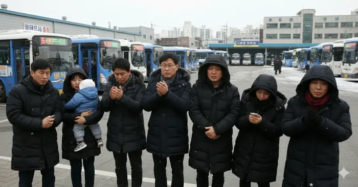 추운 날씨에 버스를 기다리며 떨고 있는 시민들의 모습 / 사진=AI생성 