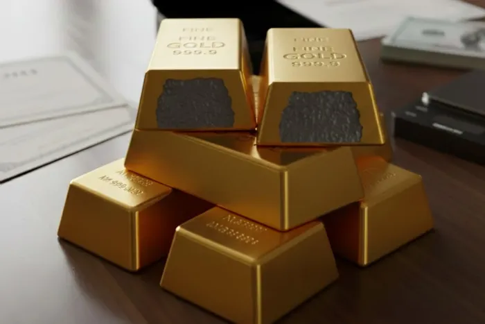 금괴를 잘랐을때 텅스텐이 들어가 있는 장면 / 사진=AI 생성 